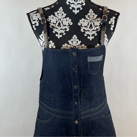 8848 Dark Blue Denim Button Down Overall Dress - Picture 14 of 14